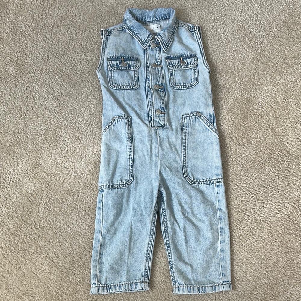 Zara Light Blue Kids Denim Romper